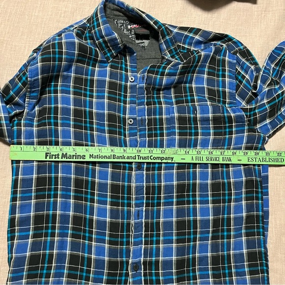 Tony Hawk Blue and Black Plaid Button-Down Shirt Size Large Skater Street wear - Picture 6 of 6